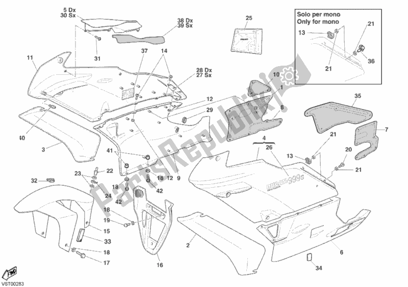 Toutes les pièces pour le Carénage du Ducati Superbike 999 S 2004